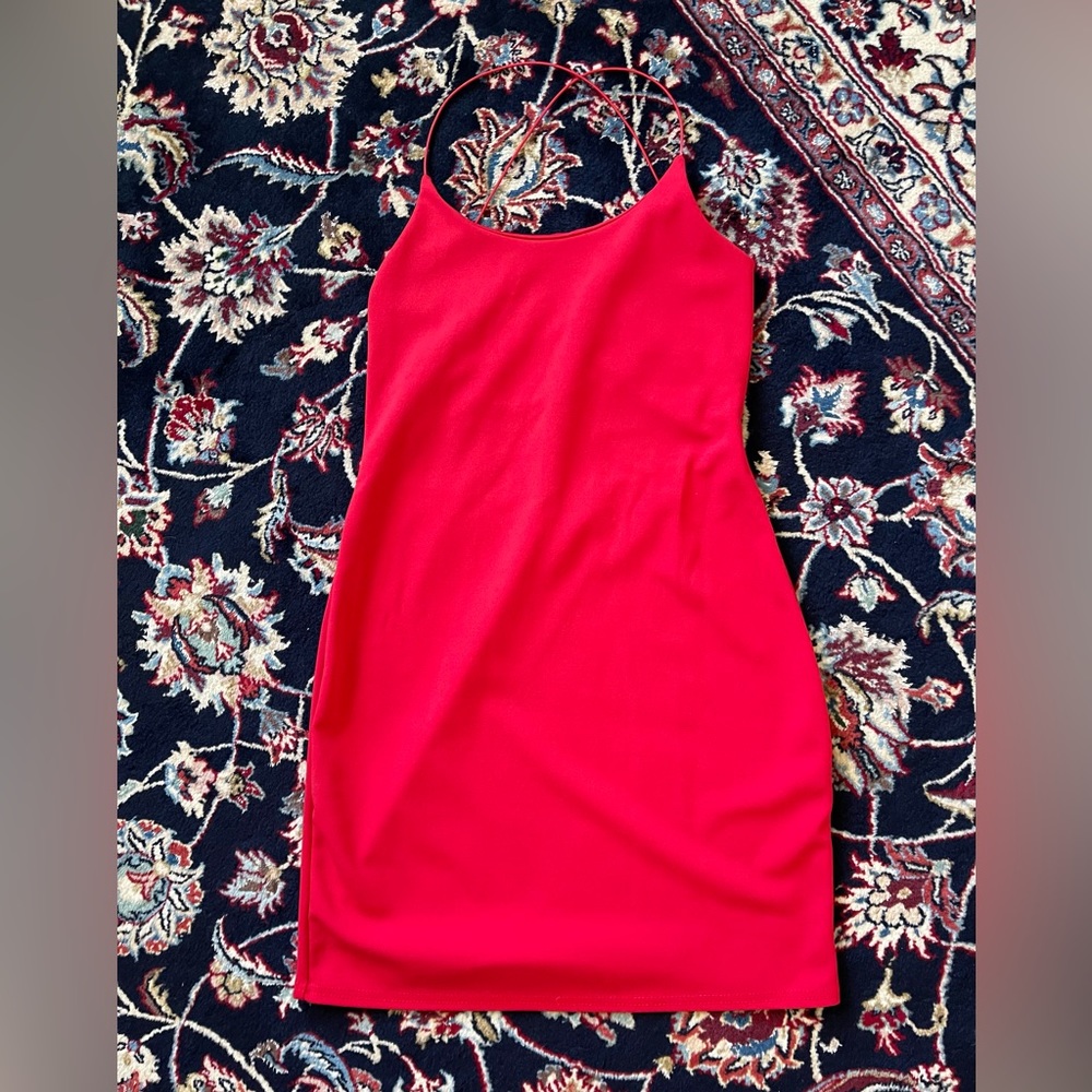Red sexy dress open back